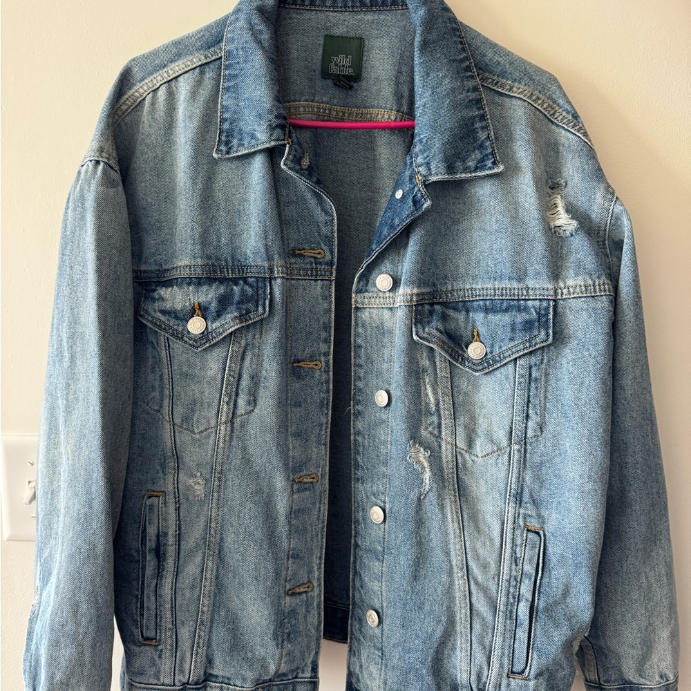 Wild Fable Distressed Light Blue Denim Jacket